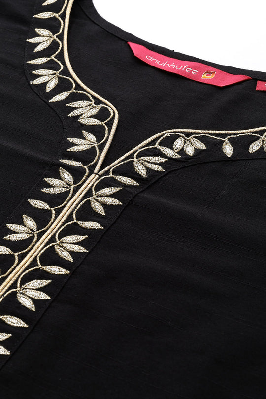 Women Black Ethnic Kurta with Trousers