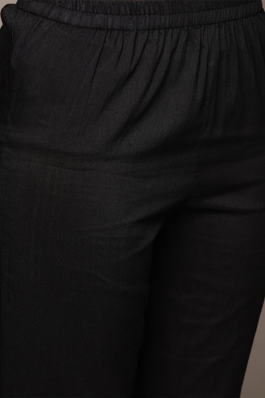 Women Black Ethnic Kurta with Trousers