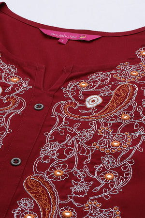 Women's Maroon Kurta Set