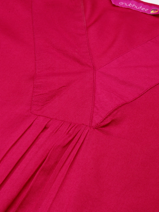 V-Neck  solid Kurta With Trouser