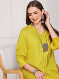 Yellow V-Neck Kurta With Trouser