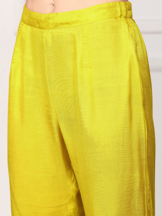 Yellow V-Neck Kurta With Trouser