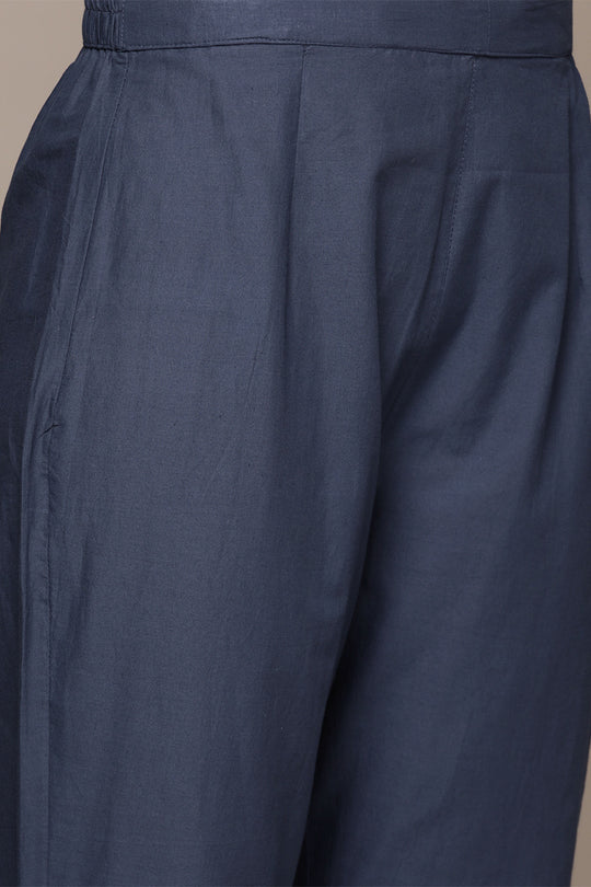 Women Blue Ethnic Cotton Kurta Set