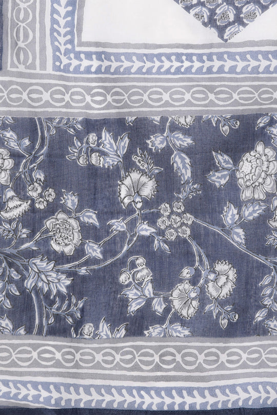 Women Blue Ethnic Cotton Kurta Set