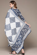 Women Blue Ethnic Cotton Kurta Set