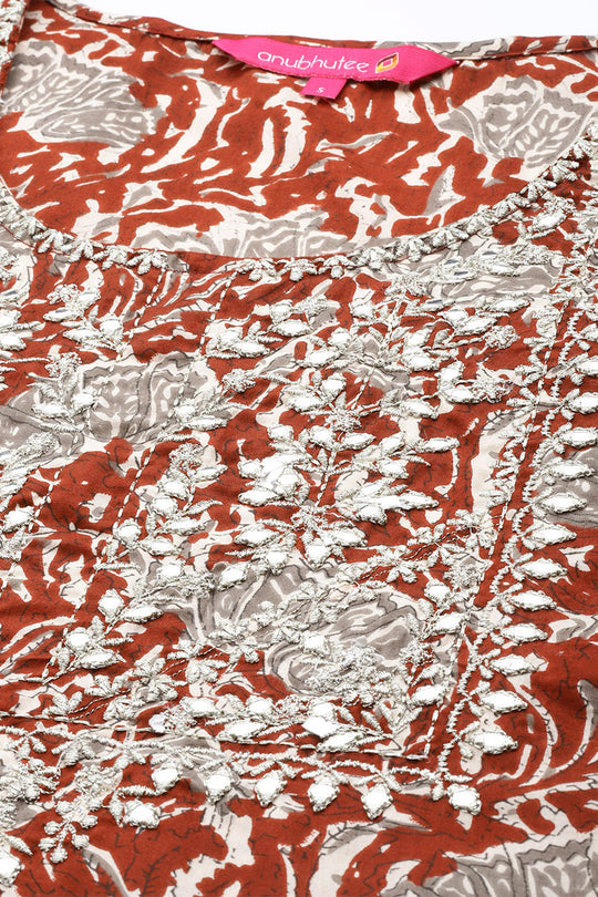 Women Rust Red Kurta Set