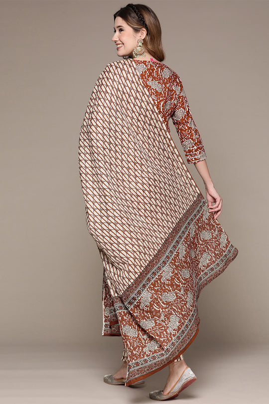 Women Rust Red Kurta Set