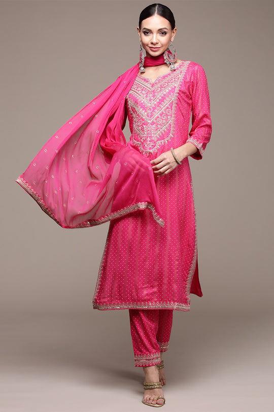 Women Pink Ethnic Kurta Set