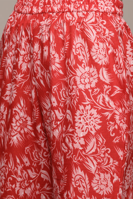 Women Red Floral Kurta Set