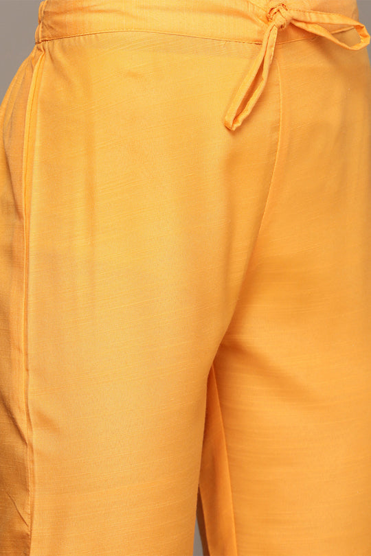 Women Mustard Yellow Kurta with Trousers With Dupatta