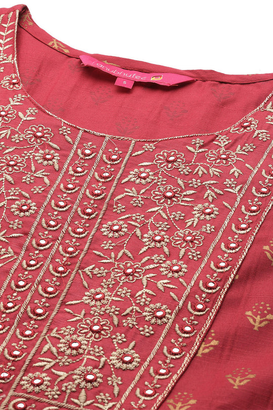 Women Fuchsia Kurta with Trousers With Dupatta