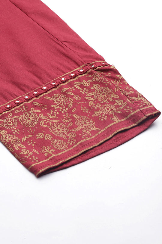 Women Fuchsia Kurta with Trousers With Dupatta
