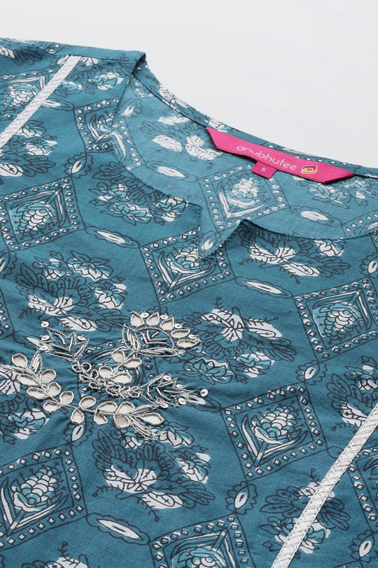 Women's Teal Ethnic Kurta Suit Set