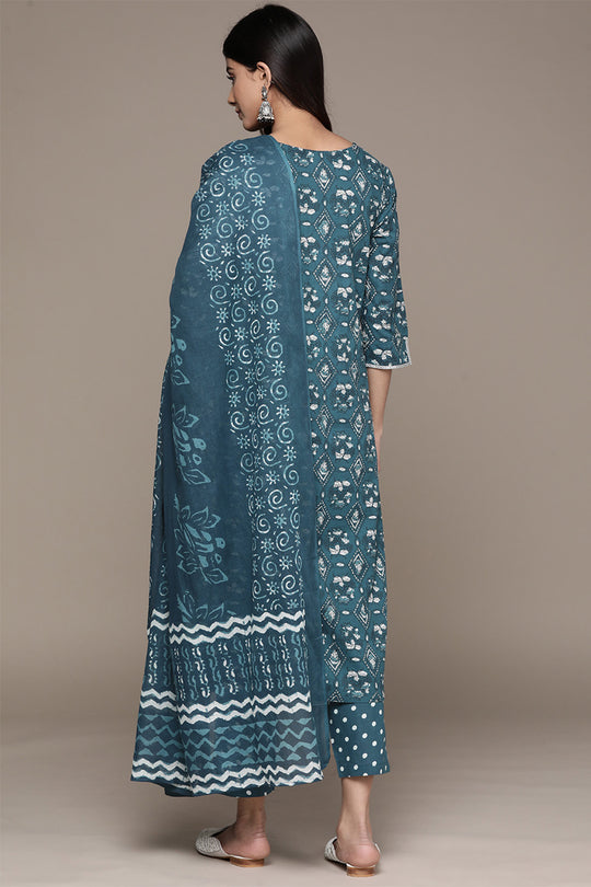 Women's Teal Ethnic Kurta Suit Set