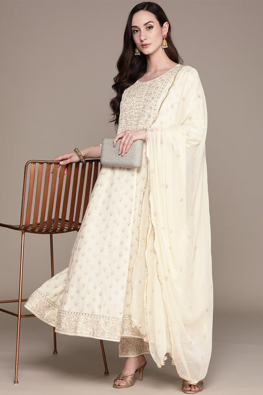 Women's Off-White  Ethnic Kurta Suit Set