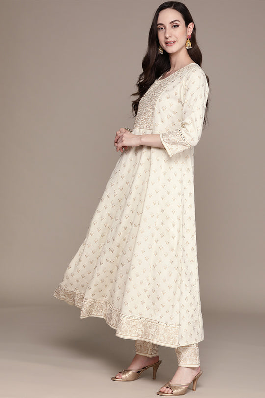 Women's Off-White  Ethnic Kurta Suit Set
