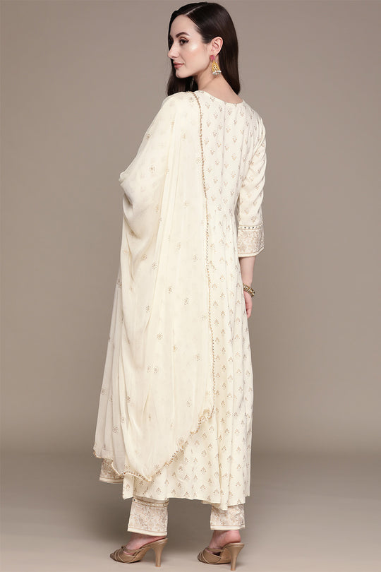 Women's Off-White  Ethnic Kurta Suit Set