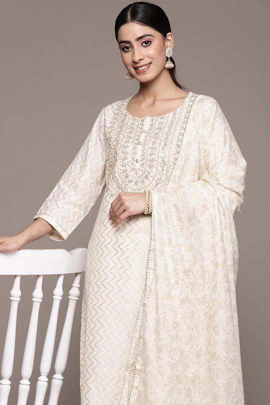 Women's Off White Ethnic Kurta Set