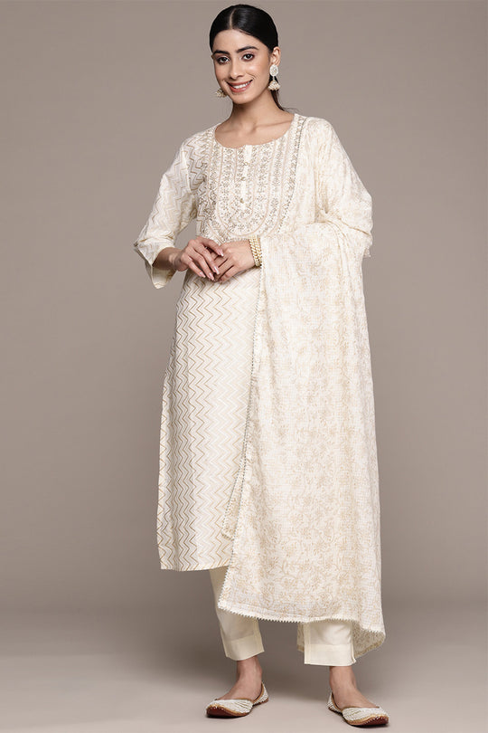 Women's Off White Ethnic Kurta Set