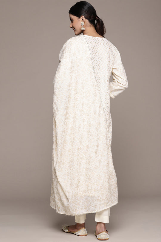 Women's Off White Ethnic Kurta Set
