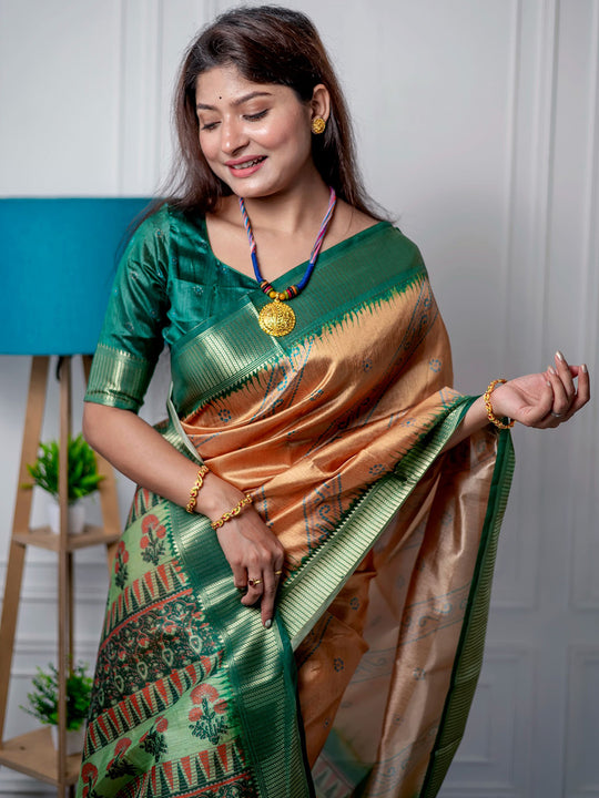 Mustard Raw Silk Saree With Blouse Piece