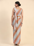 Orange Polyester Ready To Wear Saree With Blouse Piece