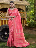 Pink Banarasi Silk Saree With Blouse Piece