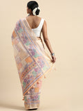Multi Linen Blend Saree With Blouse Piece
