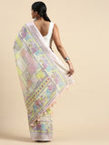 Multi Linen Blend Saree With Blouse Piece