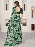 Green Georgette Saree With Blouse Piece