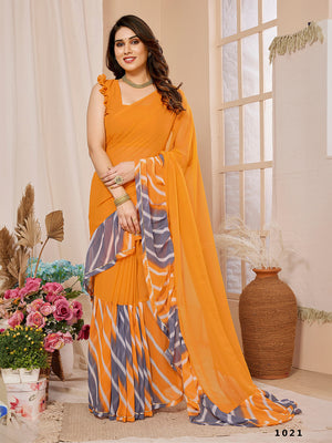 Yellow Georgette Saree With Blouse Piece