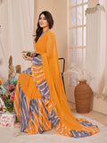 Yellow Georgette Saree With Blouse Piece