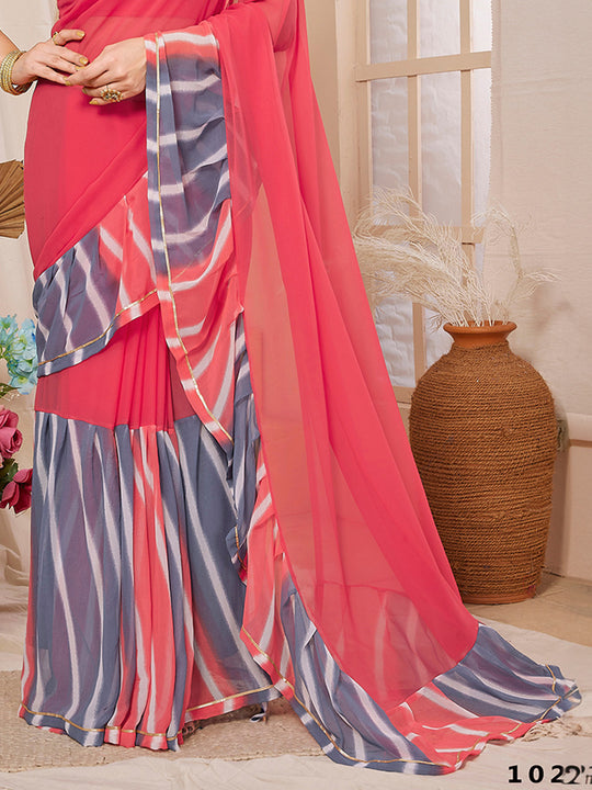 Pink Georgette Saree With Blouse Piece