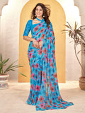 Multi Georgette Saree With Blouse Piece