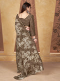 Brown Georgette Saree With Blouse Piece