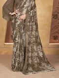 Brown Georgette Saree With Blouse Piece