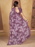 Purple Georgette Saree With Blouse Piece