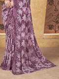 Purple Georgette Saree With Blouse Piece