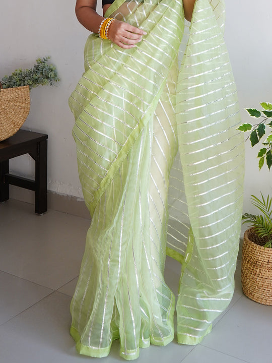 Yellow Organza Saree With Blouse Piece