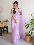 Lavender Organza Saree With Blouse Piece