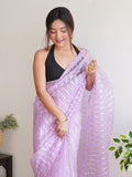 Lavender Organza Saree With Blouse Piece