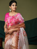 Brown Organza Saree With Blouse Piece