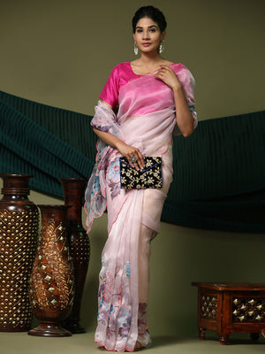 Off White Organza Saree With Blouse Piece