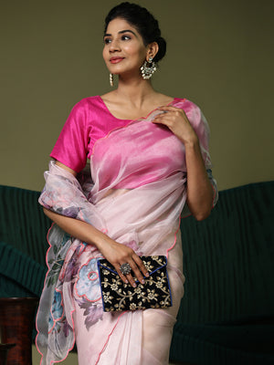 Off White Organza Saree With Blouse Piece