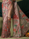 Coffee Brown Organza Saree With Blouse Piece