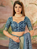 Grey Dola Silk Saree With Blouse Piece
