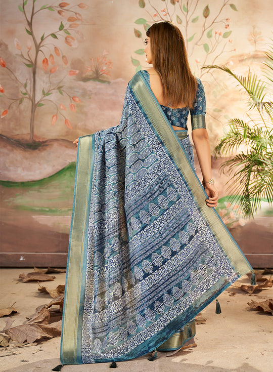 Grey Dola Silk Saree With Blouse Piece