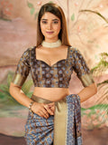 Brown Dola Silk Saree With Blouse Piece
