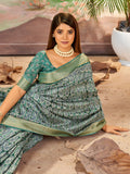 Sea Green Dola Silk Saree With Blouse Piece