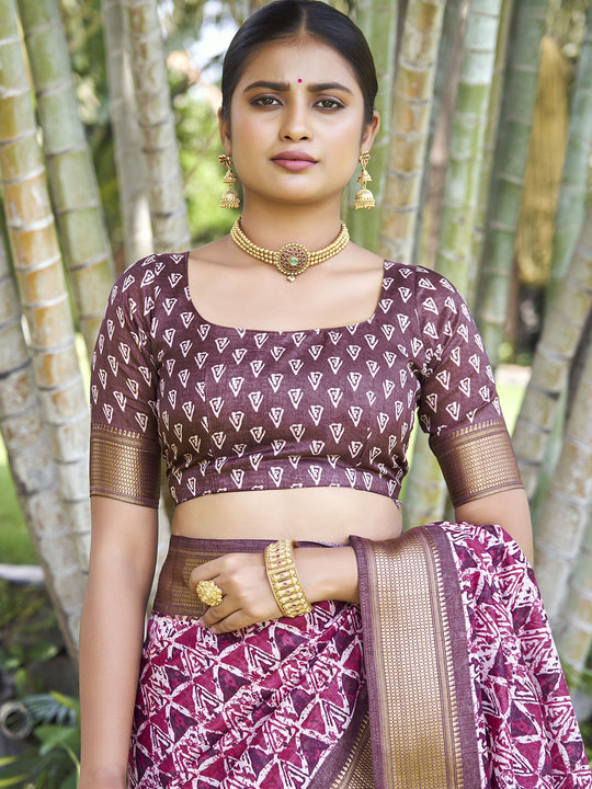 Pink Kalamkari Silk Saree With Blouse Piece